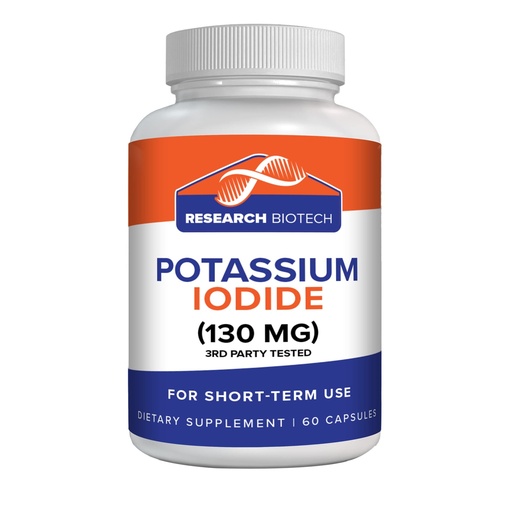 [BRSROCDYCINRYEL7] Potassium Iodide Supplement Tablets Pills 130mg - 60 Capsules Dietary Thyroid Support Protector, KI Iodine Tablet Vitamins Best Potasium YODO Naciente … by Research Biotech Group
