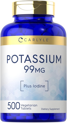 [BRSRM2YZDIDW2D3A] Carlyle Potassium Plus Iodine | 99mg | 500 Tablets | Vegetarian, Non-GMO, and Gluten Free Supplement