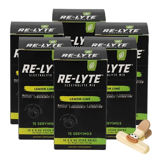 [BRSRGCTYDICQ42T4] Relyte Electrolyte Mix Lemon – Electrolytes Powder Packets for Instant Hydration – Lmnt Electrolyte Powder Packets Alternative – 15 Ct Each, 6 Pack – with Bag Clips and Redmond Real Salt