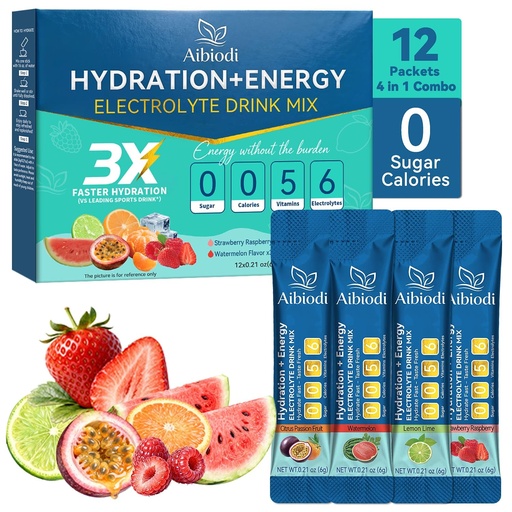 [BRSRGYI6B4GWEYD4] Electrolytes Powder Packets - Sugar Free & Zero Calorie Liquid Daily IV Drink Mix - Instant Hydration & Energy Supplement with 6 Electrolytes and 5 Vitamins, Keto Friendly & Vegan - 12 Sticks