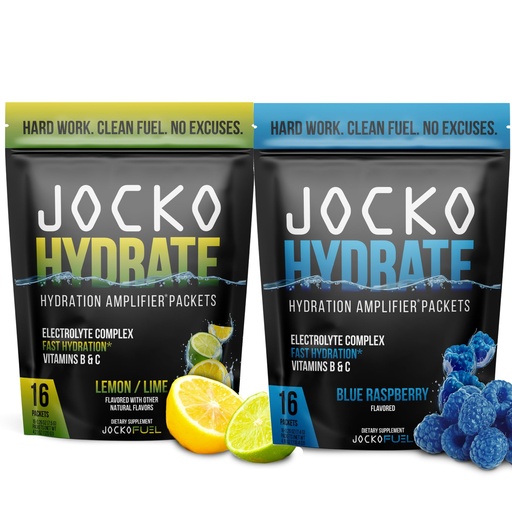 [BRSROFILO4FGCGT2] Jocko Fuel Hydrate Electrolytes Powder - Low Sugar Hydration Amplifier for Recovery, Dehydration & Exercise - Vitamins B6, B12 & C (32 Packets, 2 Pack Bundle)
