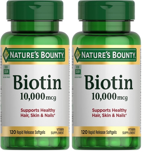 [BRSREBD5A4NB6EIZ] Nature's Bounty Biotin Hair Skin and Nails Vitamins, Supports Healthy Hair, Skin and Nails, 10,000 mcg, 120 Softgels (Pack of 2)
