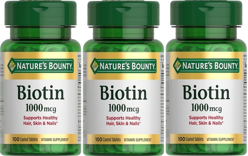 [BRSWIYYOOQMAEEL2] Nature's Bounty Biotin 1000 mcg Tablets, Strawberry, 100 Count, Pack of 3