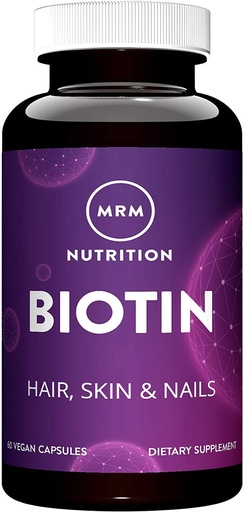 [BRSWIYYGDMIW23DG] MRM Nutrition Biotin Capsules - For Womem & Men - 5000 mcg, Supports Hair Growth, Healthy Skin & Nails, Vegan B7 Supplement for Cellular Energy, Keratin Strength & Nutrient Metabolism - 60 Servings
