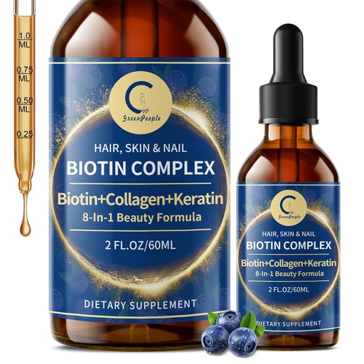 [BRSREYIBDEJR4EY3] Liquid Biotin & Collagen Drops 20,000mcg--High Potency Hair Growth Vitamin Support - Biotin and Liquid Collagen Supplement for Women & Men - Glowing Skin Support, Healthy Hair & Nail Growth - 2 Fl Oz