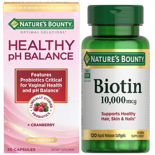 [BRSRE2QCBMOWGFLP] Nature's Bounty Bundle of Biotin Hair Skin and Nails Vitamins, Supports Healthy Hair, Skin and Nails, 10,000 mcg, 120 Softgels (Pack of 1), Healthy pH Balance, 30 Count