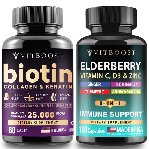[BRSREGAPBN6RAHIY] VITBOOST Biotin Collagen Keratin with Immune Support – Hair, Skin, Nails & Immune Support
