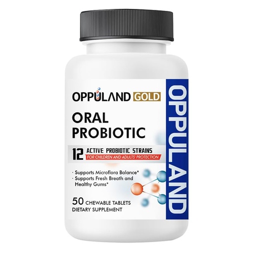[BRSRE2QZCMPWGFL5] Oral Probiotic with 12 Probiotic Strains, BLIS K12 M18, B. lactis & L. Reuteri - Dental Care - Fresh Breath & Gum Health - Easy to Take for Adults & Kids - Scentless - 50 Chewable Tablets