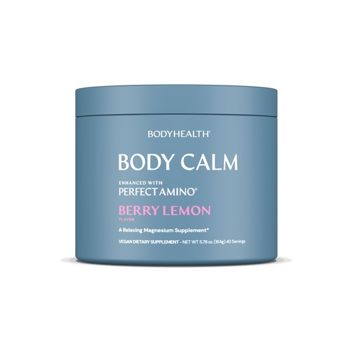 [BRSRAFADCF7AK2Q4] BodyHealth Body Calm Enhanced with PerfectAmino, High Absorption Magnesium Supplement for Men and Women, Magnesium Powder for Sleep, Berry Lemon (40 Servings)