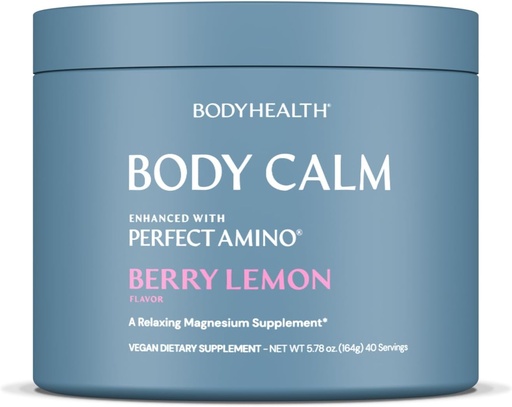 [BRSRAFADCF7AK2Q4] BodyHealth Body Calm Enhanced with PerfectAmino, High Absorption Magnesium Supplement for Miehet ja naiset, Magnesium Powder for Sleep, Berry Lemon (40 tarjoilua)