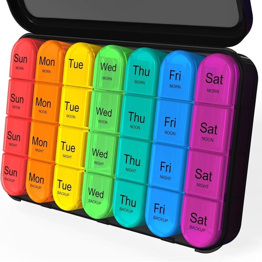 [BRSWYCABDJ6Q4EQZ] Daviky Pill Organizer 4 Times a Day - Pill Box 7 Day, Large Weekly Medicine Pill Organizer for Travel with Removable Individual Containers, Pill Case to Hold Daily Vitamins, Supplements and Medication