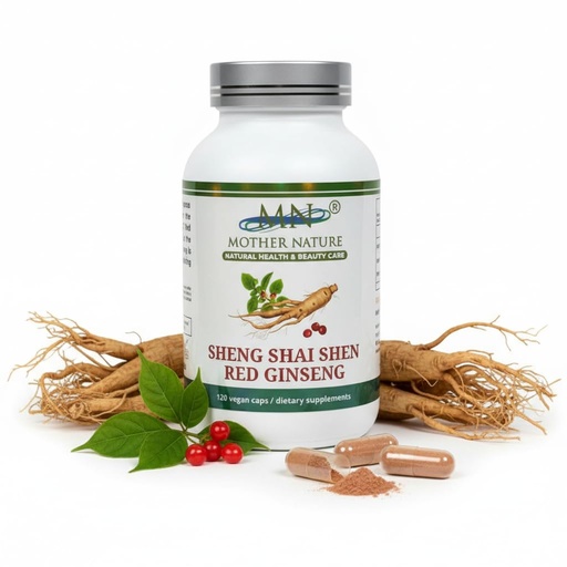 [BRSROBDQC4NGM2A7] Mother Nature Sheng Shai Shen Red Ginseng (Panax Korean Ginseng) Herbal Supplement - 400mg - 120 Vegan Pullulan Capsules - Made in USA