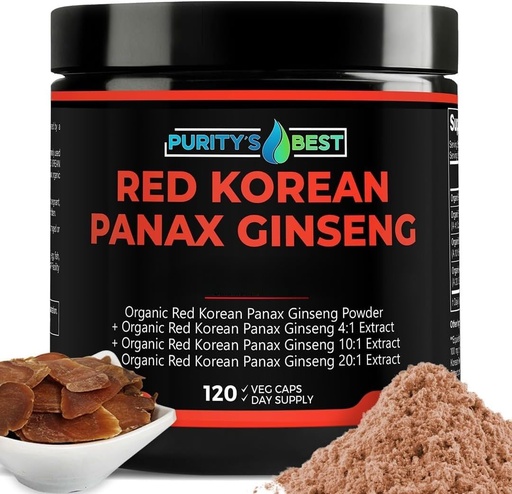 [BRSRAHYYC4JQY3Q4] Purity’s Best Red Korean Panax Ginseng – 5% Ginsenosides – Herbal Supplement – 120 Veggie Capsules