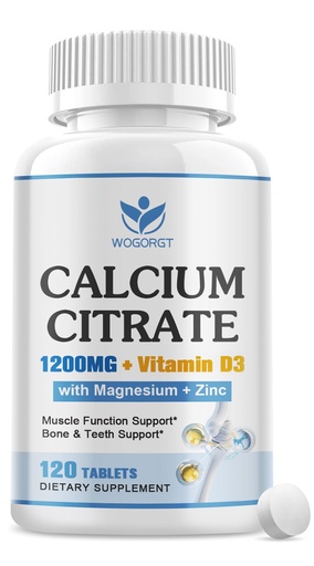 [BRSREYAPPMCAOEI3] Calcium Citrate 1200mg Supplement with Vitamin D3 for Women and Men - Calcium Magnesium Zinc D3 Supplement for Bone, Teeth, Immune Support, Vegan-Friendly - 120 Tablets