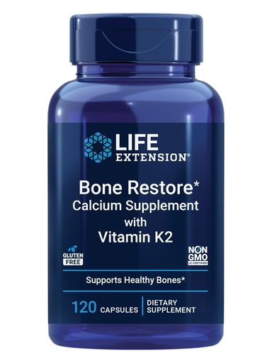 [BRSWI2YMPIIB6YA5] Life Extension Bone Restore with Vitamin K2 – Bone Health Supplement for Strong Bones – 3 Types of Absorbable Calcium, Vitamins D3 and K2, Minerals – Gluten-Free, Non-GMO – 120 Capsules | 3 Types of Absorbable Calcium with Vitamins D3 & K2 & Minerals for a Bone Health Supplement, Gluten-Free & Non-GMO