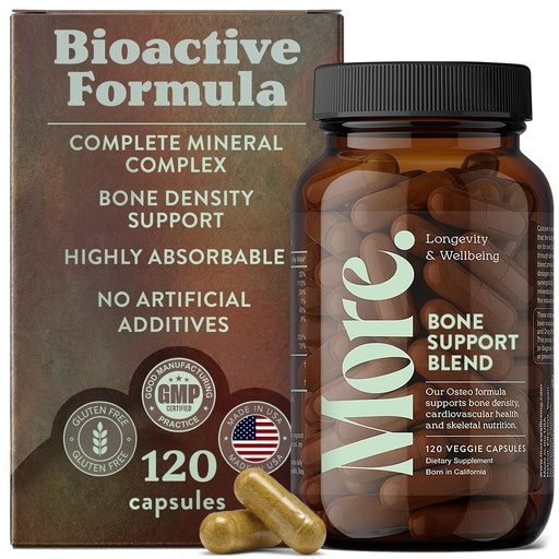 [BRSRAAA6AV7BME3J] More. Longevity & Wellbeing Premium Calcium Supplement - Bone Strength Supplements with Magnesium, Vitamin D3 + K2 & Zinc for Bone Health Support - 4 Capsule Daily - Easy to Swallow - 120 Capsules