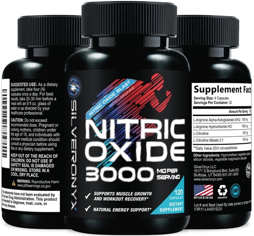 [BRSWG2QHBAIWGC35] Extra Strength Nitric Oxide Booster - 3X Strength L-Arginine AKG & Citrulline Malate - Men & Women Premium Pre Workout Nitric Booster - Natural Energy & Muscle Support, Bottled in USA - 120 Capsules
