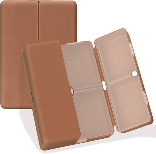 [BRSRMH32B4BGEF33] FYY Daily Pill Organizer, 7 Compartments Portable Travel Pill Case, [Folding Design] for Purse Pocket to Hold Vitamins,Cod Liver Oil,Supplements and Medication-Brown