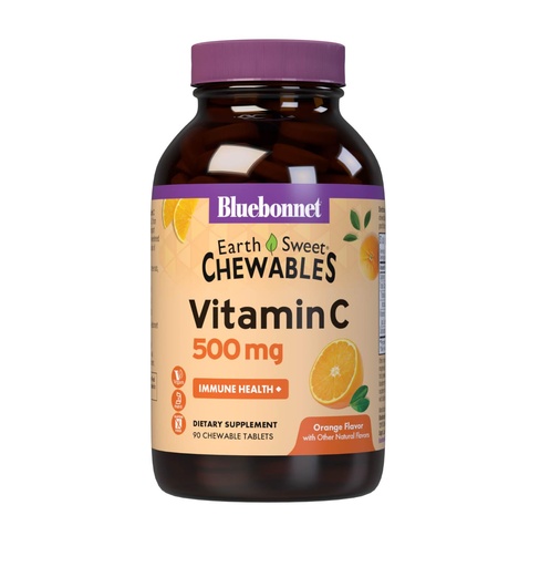 [BRSWIYYKBZ5GIFA5] Bluebonnet Nutrition EarthSweet Vitamin C 500 mg Powerful Antioxidant Protection & Immune Health Support Supplement - Maximum Absorption - Gluten-Free, Vegan - Flavor - Chewable Tablets Orange, 90 Count (Pack of 1)