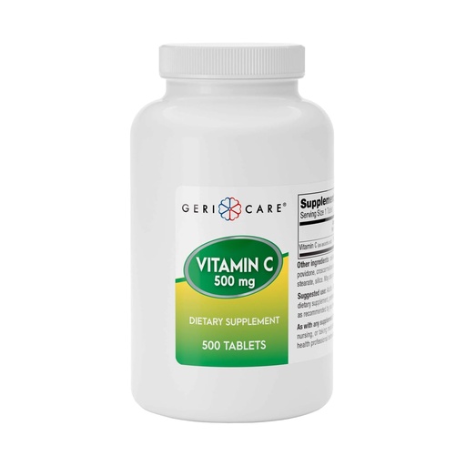 [BRSROCAEBEGQ23L3] GeriCare Vitamin C 500 mg Antioxidant, Immune System Support, Nutritional Supplement Tablets, 500 Count (Pack of 1)