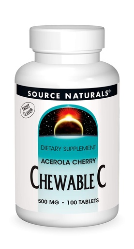 [BRSWIY35BN5GKFDO] Source Naturals Chewable C, Acerola Cherry 500 mg for Immune System Support - 100 Fruit Flavored Tablets