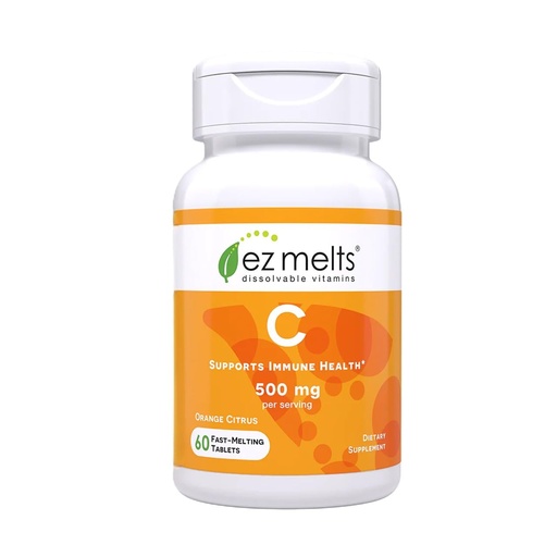 [BRSWIHA7OYOAAHD6] EZ Melts Vitamin C - Daily Vitamin for Antioxidant & Immune Support - No Artificial Flavors - Non-GMO & Sugar-Free - Orange Citrus - 60 Dissolvable Tablets (30 Servings)