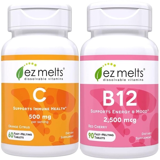 [BRSRACY6BZ6A2AD4] EZ Melts Vitamin C and B12 Sublingual Vitamin Bundle, Sugar Free