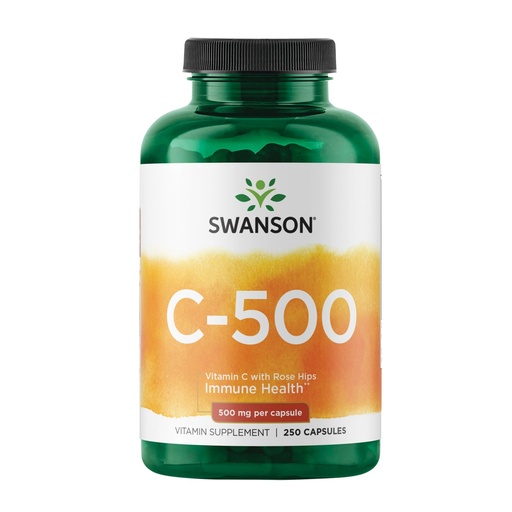 [BRSWIYT7PMORGDI7] Swanson Vitamin C 500 mg - Herbal Supplement Promoting Skin Health, Heart Health & Immune System Support - Natural Formula Supporting Defense & Wellness - (250 Capsules, 500mg Each)