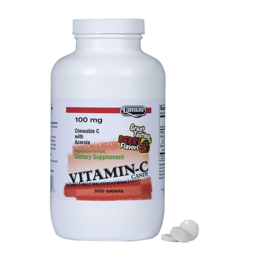 [BRSWIYYICBYGO23A] Landau Vitamin C Chewable 100 Mg, Great Tasting, 500 Chewable Tablets