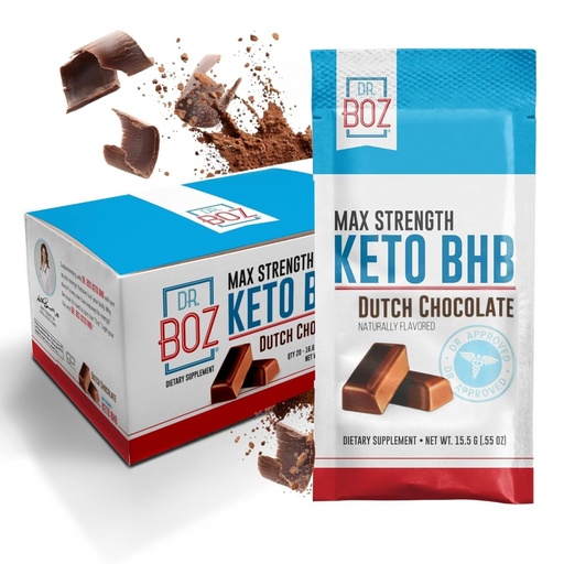 [BRSRAHQNOZ6WY3LZ] Dr. Boz - Keto BHB Powder - Dutch Chocolate, 20 Sachets - Increase Energy & Reduce Cravings - Max Strength Dietary Supplement - USA Made - 11.7oz (332g)