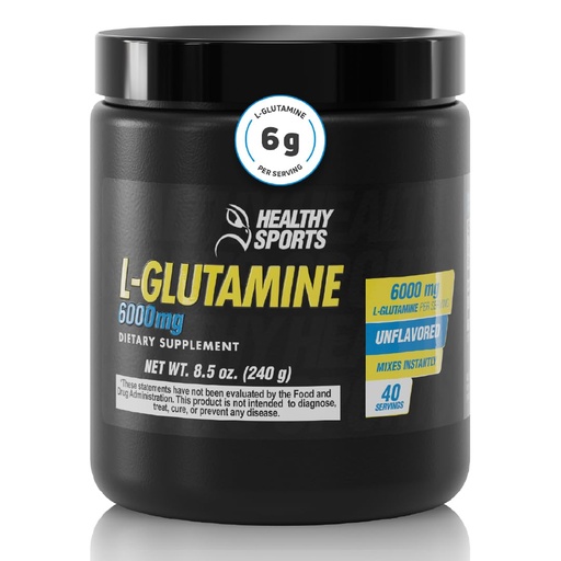 [BRSREHDYOUGRUCY2] L-Glutamine Powder 6000mg – Post Workout Recovery Powder – L Glutamine Supplement for Gut Health & Body Health – Unflavored Glutamine Powder – 40 Servings