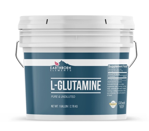 [BRSRMAL5BEMAICT5] Earthborn Elements L-Glutamine 1 Gallon Bucket, Pure & Undiluted, Dietary Supplement
