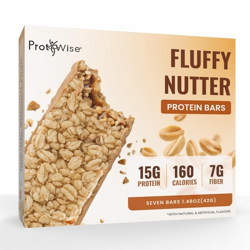 [BRSW2GA7CAGR6DTA] ProtiWise Fluffy Nutter Protein Bars | 15g Protein, 7g Fiber | Low Sugar, Low Carb | Gluten Free | Keto Friendly Hunger Control Meal Replacement Weight Loss Bar | 7 Count Box