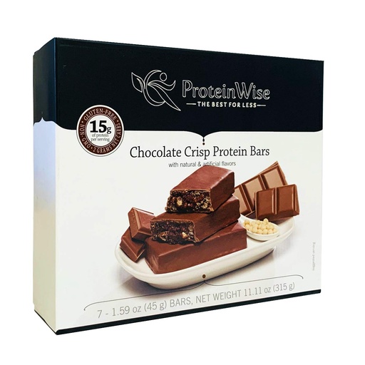 [BRSWYYYZPJ5BG3IU] ProteinWise - Chocolate Crisp High Protein Bars, Low Carb, Low Calorie, Healthy Protein Snack, Trans Fat-Free, Crispy Protein Bars, Protein Food, Diet Food for Weight Loss - 7 Count