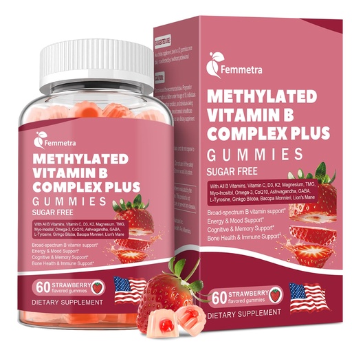 [BRSREGI5PMPAODIV] Ultra Methylated Vitamin B Complex Sugar Free Gummies - All B Vitamins + Vitamin C D3 K2 Ashwagandha Magnesium Omega 3 CoQ10 for Women Men - Methyl Vitamin B12, Methylfolate, B1, B2, B3, B5, B6, B7 B9