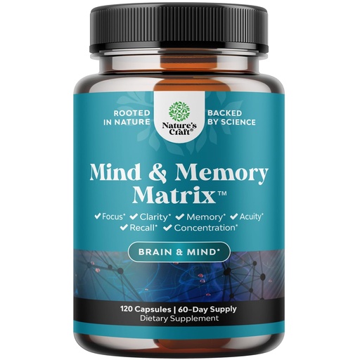 [BRSREZT5PIPAKGTJ] Nootropic Brain Supplement for Memory and Focus Enhancement - Vitamins for Mental Health & Clarity with VIT A, B6, Riboflavin, Niacin, Thiamin & Folate - Cognitive Complex for Mind Vitality - 120ct