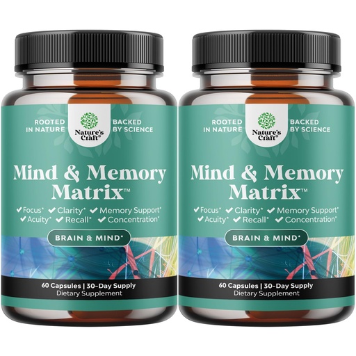 [BRSREFALPIFGMCAV] Advanced Brain Supplement for Memory and Focus - Nootropics Brain Support Supplement with Memory and Focus Vitamins for Adults of All Ages - for Brain Fog Clarity Energy and Recall - 60 Count - 2 Pack