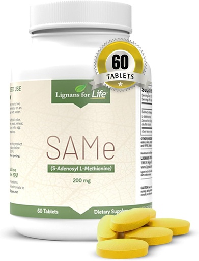 [BRSWGAAOPNYQG3L3] Lignans For Life SAM-e 200mg, 60 Tablets - Nutritional Support for Adults, Mood & Joint Support Supplement, Liver Health, Fibroid & Immunity Support, Brain Health, S-Adenosyl Methionine Supplement
