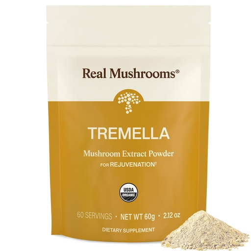 [BRSWYBI5OUPBO23P] Real Mushrooms Tremella Mushroom Powder – Organic Tremella Extract from Fruiting Body – for Daily Wellness Routine – Vegan, Non-GMO, No Fillers – 60 Servings Mushroom Blend Supplements