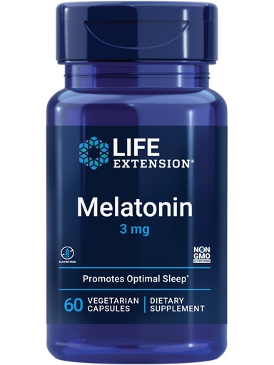 [BRSWIYT3PMCA2G3E] Life Extension Melatonin, 3 mg, Optimal Sleep Support, Healthy circadian Rhythms, Cellular Defense, Gluten-Free, Non-GMO, Vegetarian, 60 Capsules