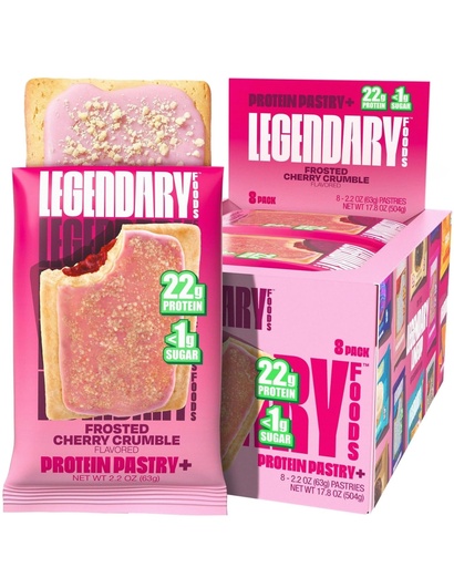 [BRSRAFIFAV6R4E3F] Legendary Foods 22g Protein Pastry 0g Added Sugar, Low Carb, Gluten Conscious, Keto Snack, Ideal for Glucose Management, Includes Whey Protein Isolate, 8 Pack Cherry Crumble