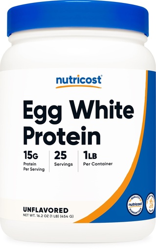 [BRSRMAAHDF5BGFLK] Nutricost Egg White Protein Powder 1lb (Unflavored) - Non-GMO, Gluten Free