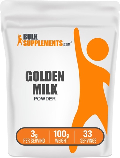[BRSROGIKDIMWK2DK] BulkSupplements.com Golden Milk Powder - Golden Milk with Turmeric and Ginger, Black Pepper and Cinnamon Powder, Superfood Supplement - Gluten Free, 3g per Serving, 100g (3.5 oz) (Pack of 1)