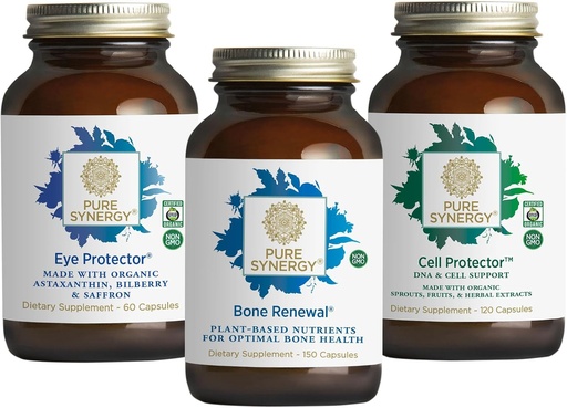 [BRSRAZIQA4NROCTJ] PURE SYNERGY Vibrant Aging Bundle | for Bone Health with Calcium, Magnesium, and K2 | for Eye Health with Astaxanthin | Cellular Support Supplement with Selenium | Non-GMO and Vegan