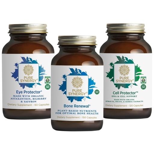 [BRSRAZIQA4NROCTJ] PURE SYNERGY Vibrant Aging Bundle | for Bone Health with Calcium, Magnesium, and K2 | for Eye Health with Astaxanthin | Cellular Support Supplement with Selenium | Non-GMO and Vegan
