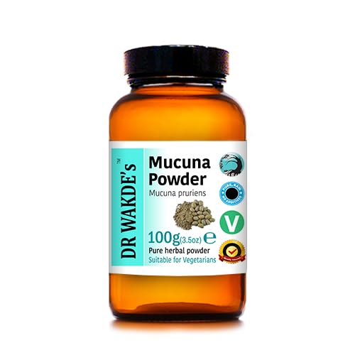 [PBSWAYT2OBYGMYA7] DR WAKDE's Mucuna Powder (Velvet Bean | Kapikacchu) - 100g (3.5oz) | Pure, Raw & Dried Powder | Ayurvedic Herb | Vegan | All Natural