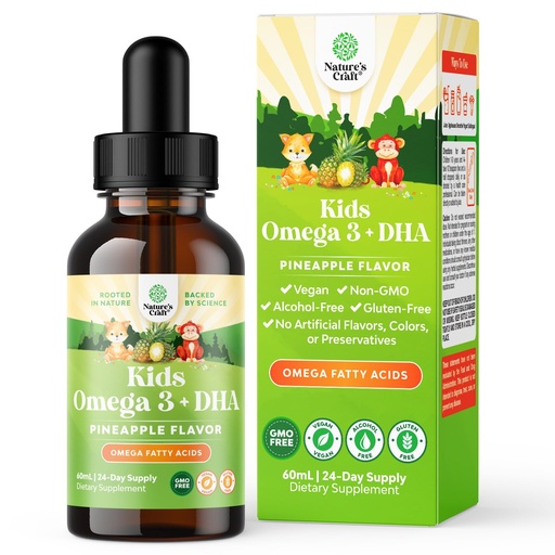 [BRSROFDQCEPBUFDB] Kids DHA Omega 3 Drops - Fatty Acids Omega 3 6 9 for Brain, Immune Strength & Vision - Nutritional DHA for Kids for Healthy Nervous System & Focus Support - Liquid Supplement with EPA & ALA - 2 Fl Oz