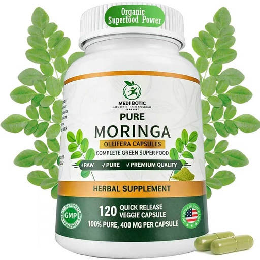 [BRSRAC36AV4BY2AU] Organic Moringa Capsules 800mg for Energy, Immune Support, Gut Health & Powerful Green Superfood, Rich In Antioxidants, Essential Vitamins & Amino Acids, Non-GMO & Gluten Free (120 Count Pack of 1)