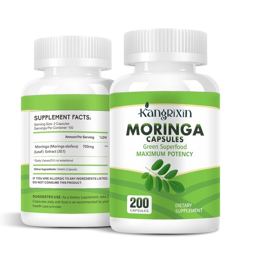 [BRSREFT6OEIBMFL2] Moringa Capsules 200 Count | 30:1 Extract 700mg | Pure Moringa Oleifera Powder Pills Non-GMO | Sustained Energy, Immune, Skin, Hair & Gut Health | Vegan Gluten-Free Daily Wellness Supplement