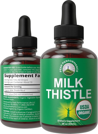 [BRSRMCAOPIBRGC3V] USDA Organic Milk Thistle Extract Vegan Liquid Drops. Liver Detox Herbal Supplement. Zero Sugar, Great for Digestion and A Cleanse. Pure Organic Milk Thistle Tincture Supplements for Women and Men